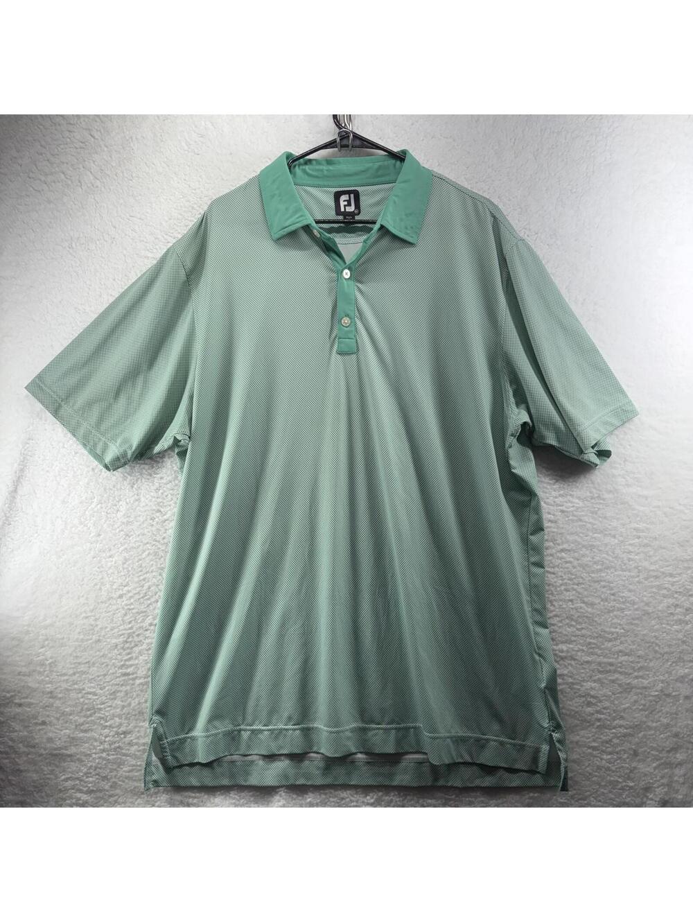 Footjoy Performance Golf Polo Mens XL Green Mini Checkered Plaid